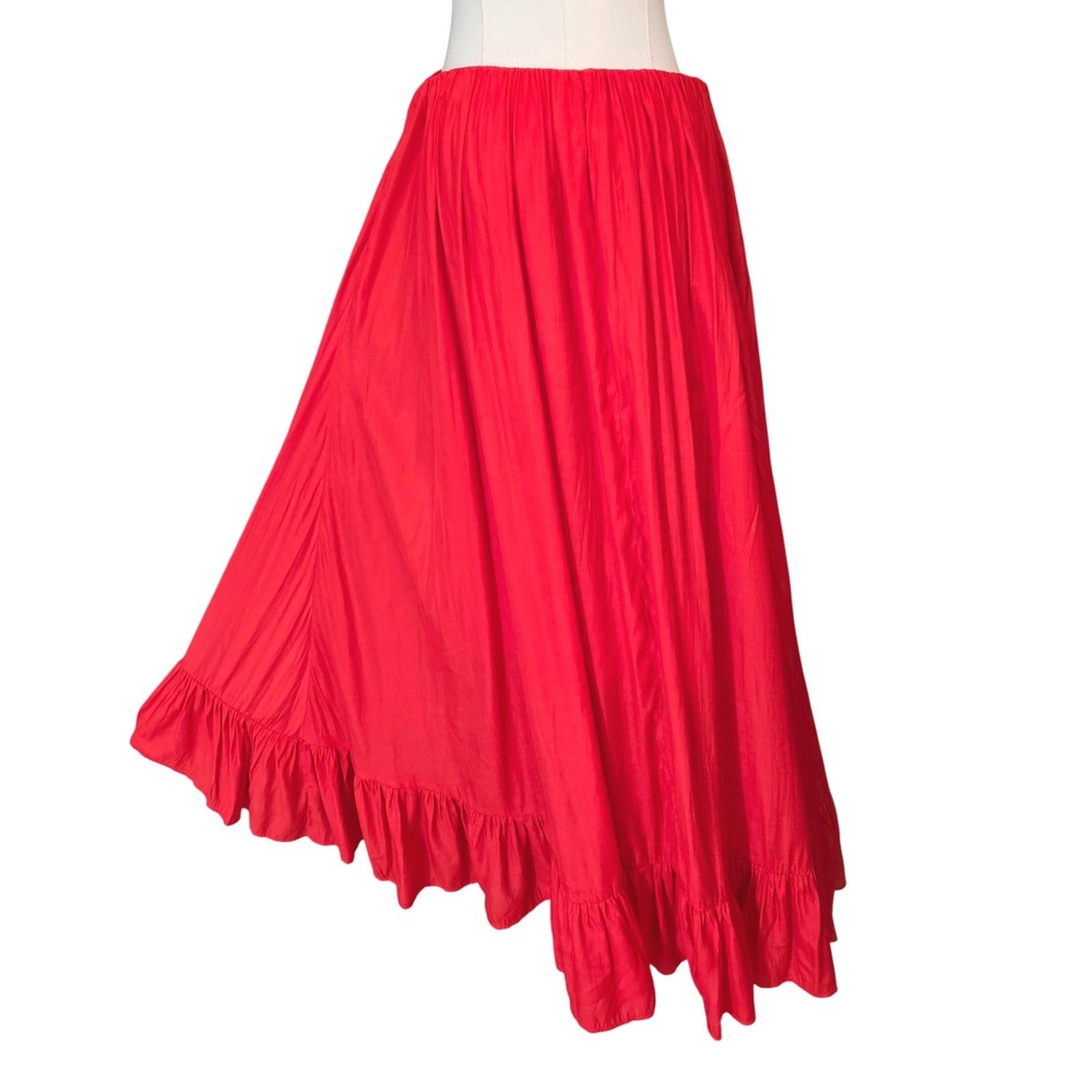 Easel High Low Maxi Skirt Womens Large Red Excellent Condition Ruffle Boho - Picture 7 of 10